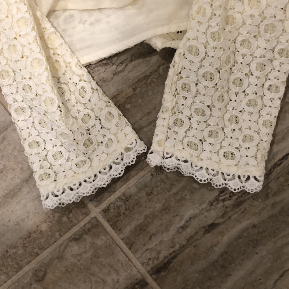 Umgee Lace Embroidered Floral Top Tunic Blouse Ivory XL - Picture 12 of 12